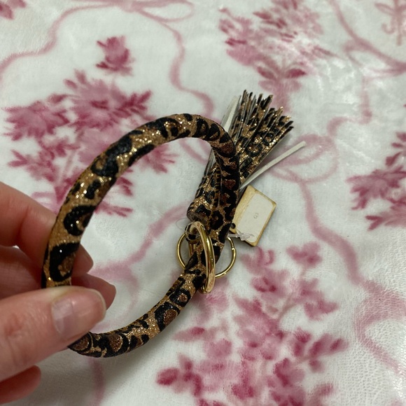 Pink Panache Gold and Brown Animal Print Key Holder with Tassel - Picture 4 of 4